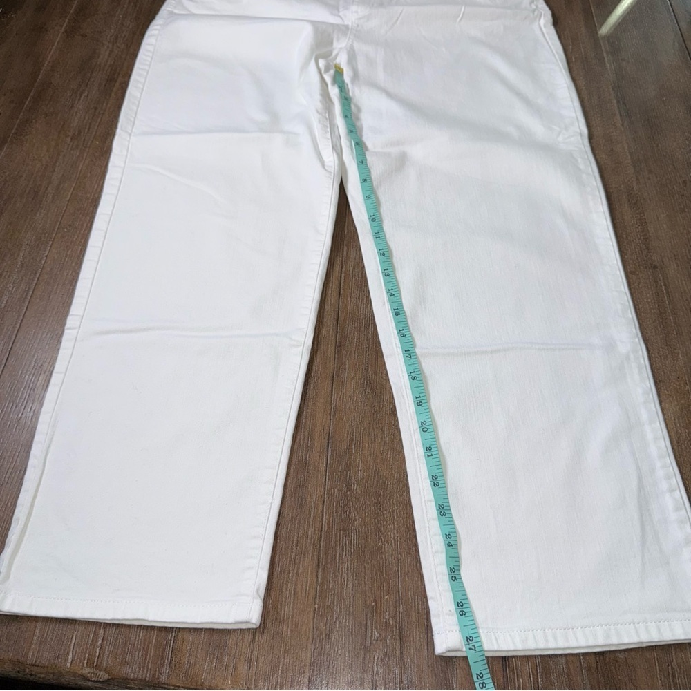 Eileen Fisher Organic Cotton Straight Leg Stretch Denim Pants White - Picture 11 of 14